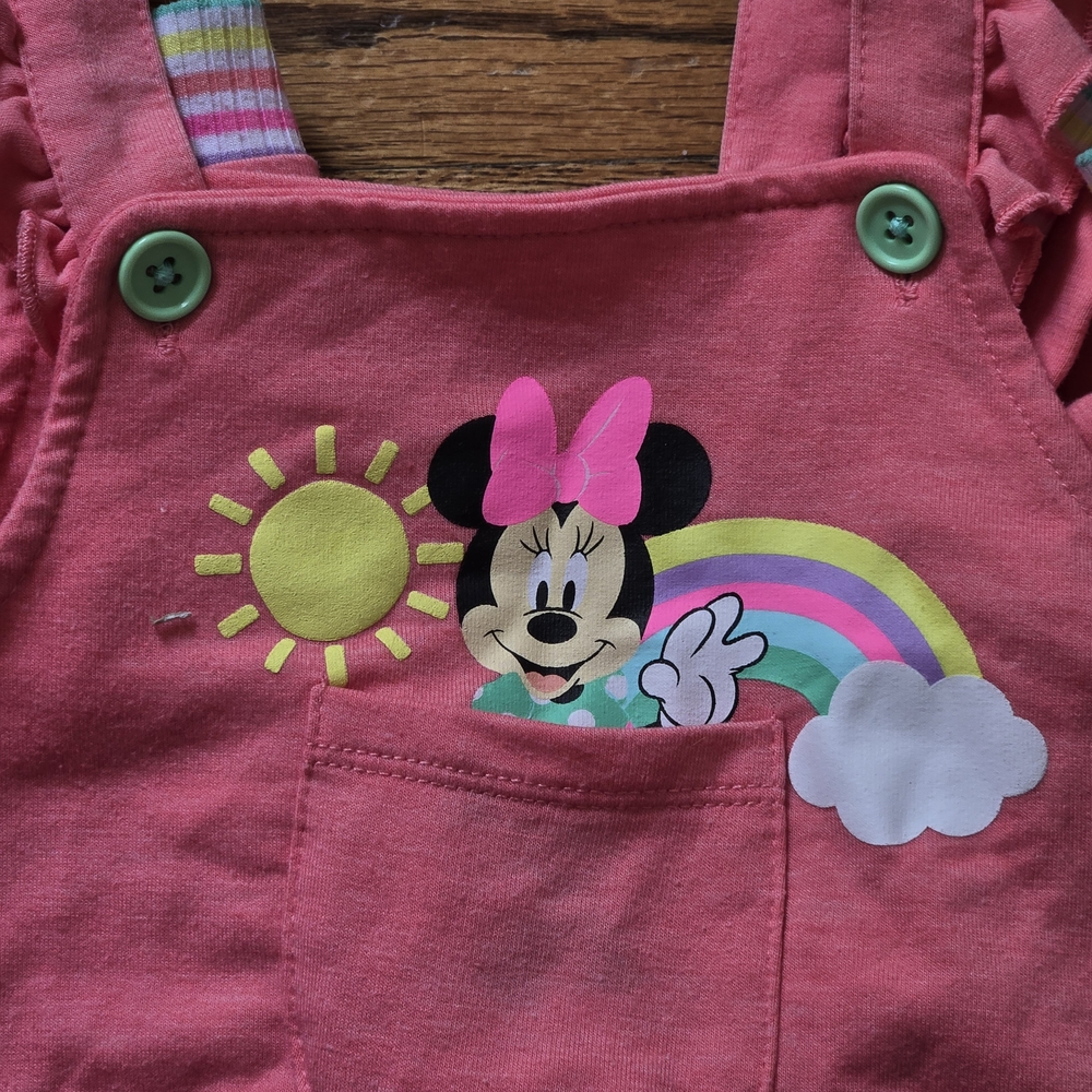 Disney Pink Ruffled Overalls with Character Design - Picture 3 of 4